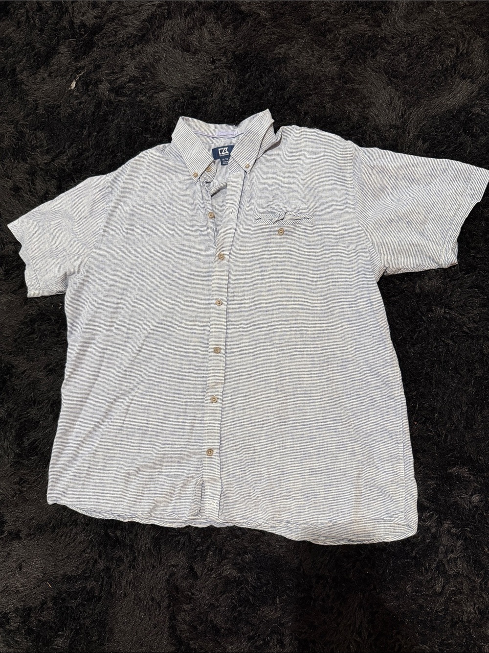 Cutter & Buck Light Blue Striped Short-Sleeve Button-Down Shirt